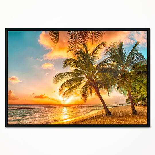 Designart - Barbados Landscape - Photography Canvas Art Print in Black Frame